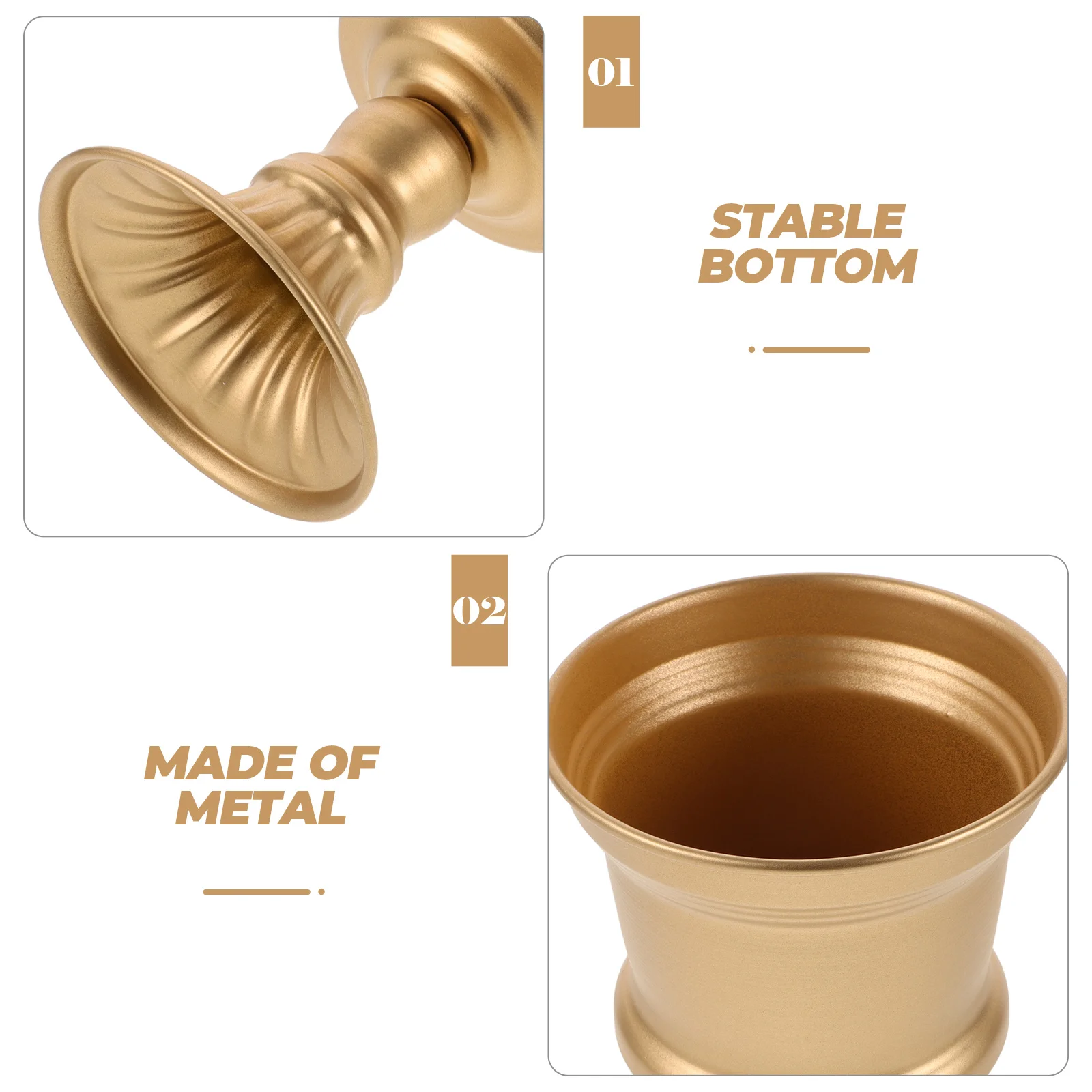 

Iron Flower Pot Urn Planter Tall Decorative Rustic Metal Retro Gold Color Material Vintage Style European Design High
