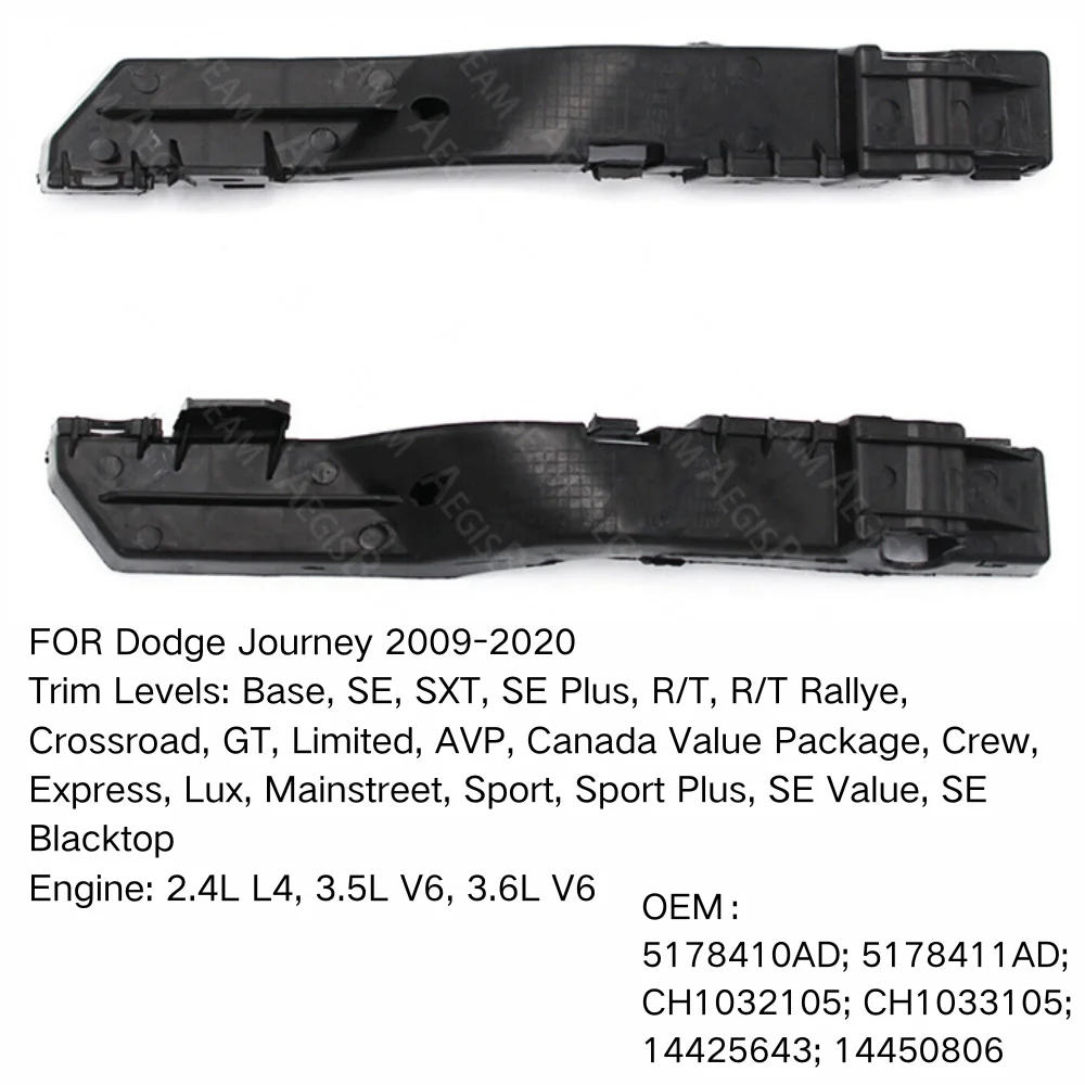 

Front Bumper Retainer Bracket Spacer Support FOR Dodge Journey 2009-2020 Trim Levels Base SE SXT SE Plus R T Rallye GT 5178410AD