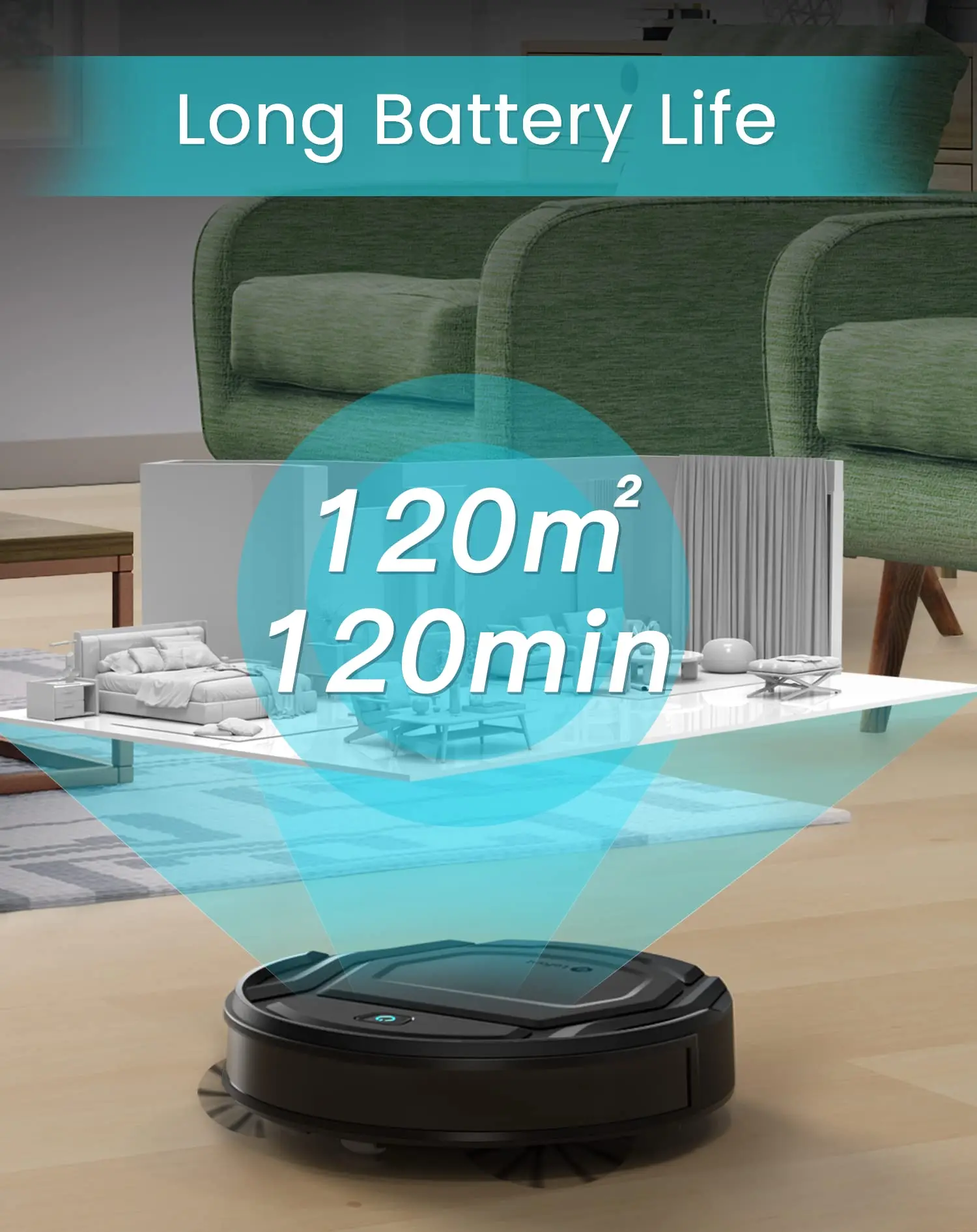 Aspirapolvere robot Lefant M210 Pro con aspirazione 2200 Pa, WiFi/Alexa/APP/Bluetooth, pulizia delle pianificazione, ricarica automatica,