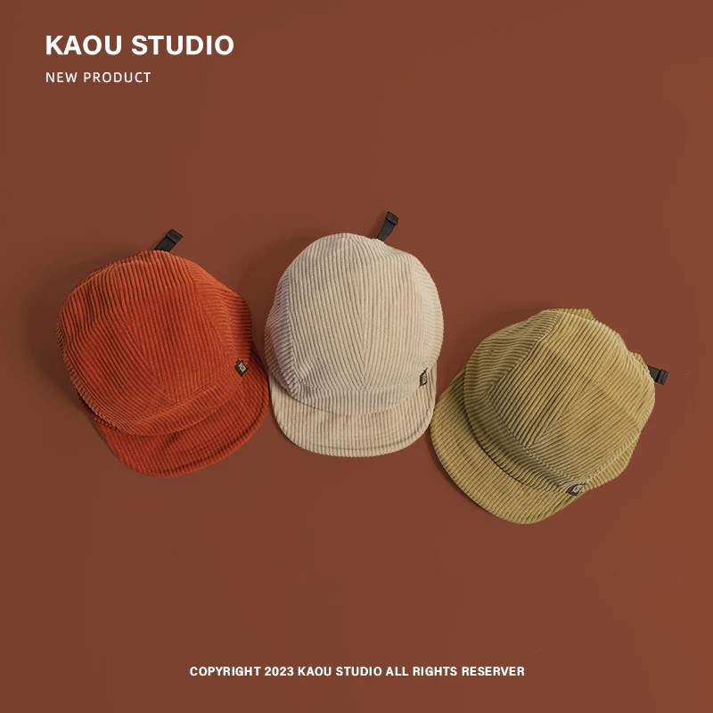 Vintage Corduroy Short Brim Baseball Cap Men\'s Japanese Street Fashion Soft Brim Fashion Brand Peaked Cap Children