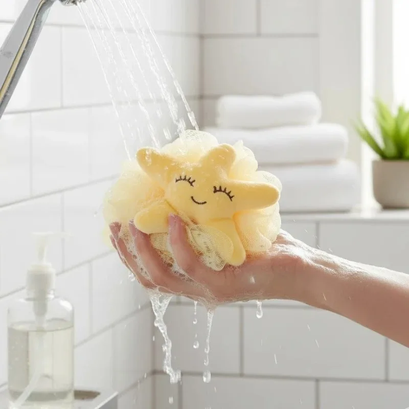 إسفنجة حمام على شكل فاكهة، ليفة استحمام ناعمة وصديقة للبشرة للأطفال، منظف جسم شبكي لطيف، هدية مثالية لعيد الميلاد