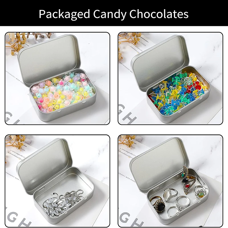 1/2Pcs Storage Box with Lid Metal Rectangular Storage Container Portable Storage Box Mini Storage Container for Candies Jewelry