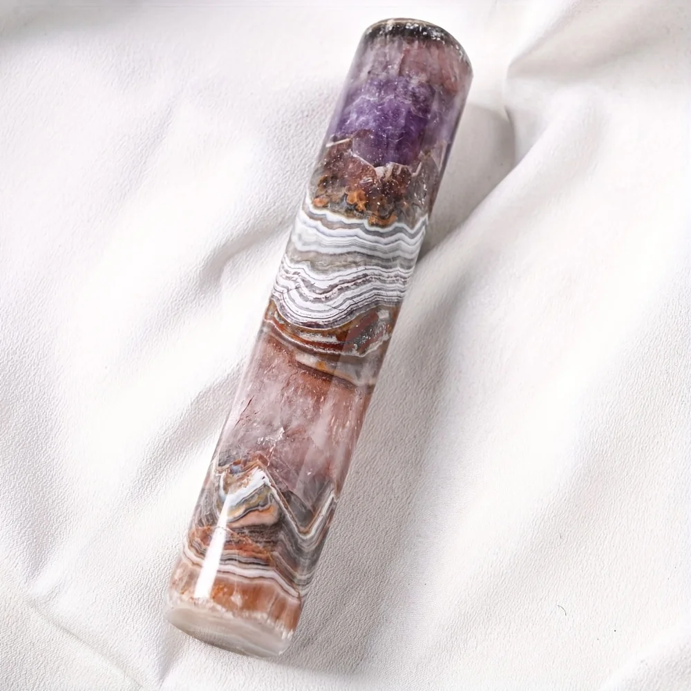 1pc Natural Lace Agate Round Stick, Ideal for Home Decor & Unique Holidays Gift, Crystal Collectors