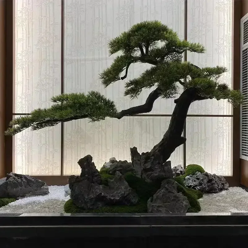 Large-scale simulated pine welcome pine new Chinese pine indoor landscaping green plant ornamentHY