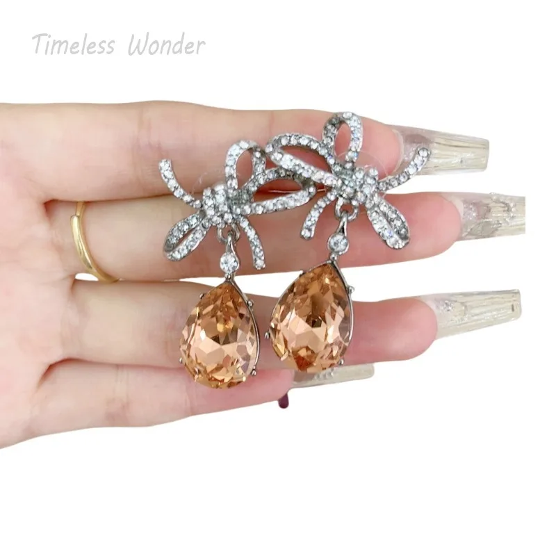 

Timeless Wonder Fancy Zircon Geo Bowknot Stud Earrings for Women Designer Jewelry Runway Gift Brincos Simple Fresh Cute Top 3665