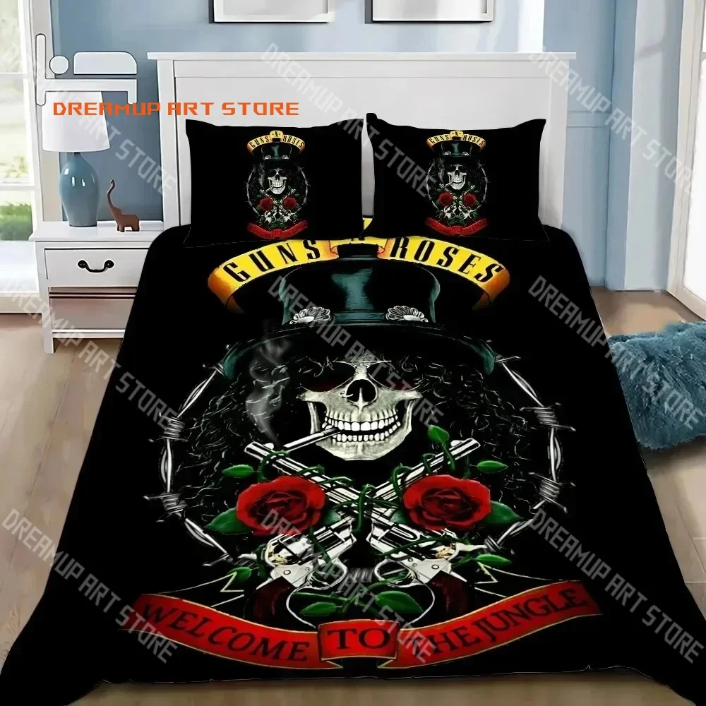 2026 3D Print Guns N' Roses Band Bedding Set Single Twin Full Queen King Size Bed Set Adult Kid Bedroom Duvetcover Set