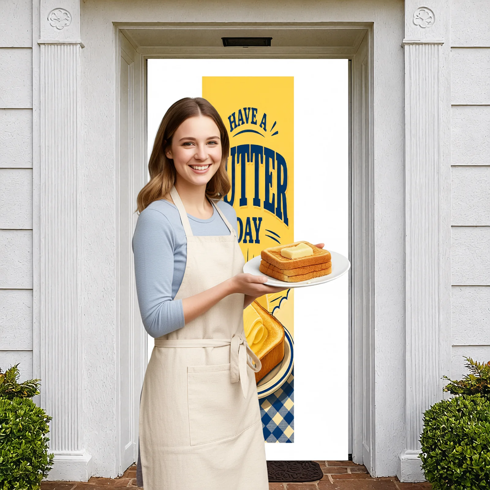 Cheerful Display Vintage Happy Day Display Kitchen Background Food-themed Breakfast Backdrop For Home Gathering Brunch