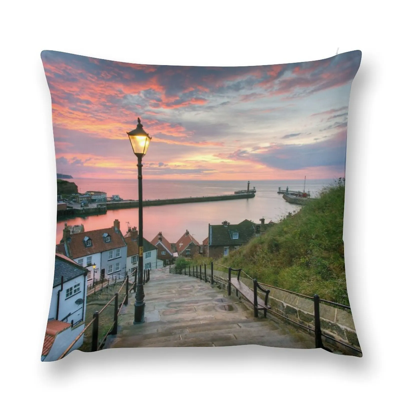 Whitby 199 Steps, Pink Glow. Throw Pillow Cushions Cover Custom Cushion Decorative Cover For Living Room pillow