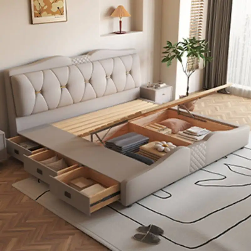 

Storage Double Bed Frame Headboard European Queen Nightstands Twin Bed Frame Full Size Modern Mobili Per La Casa Home Furniture