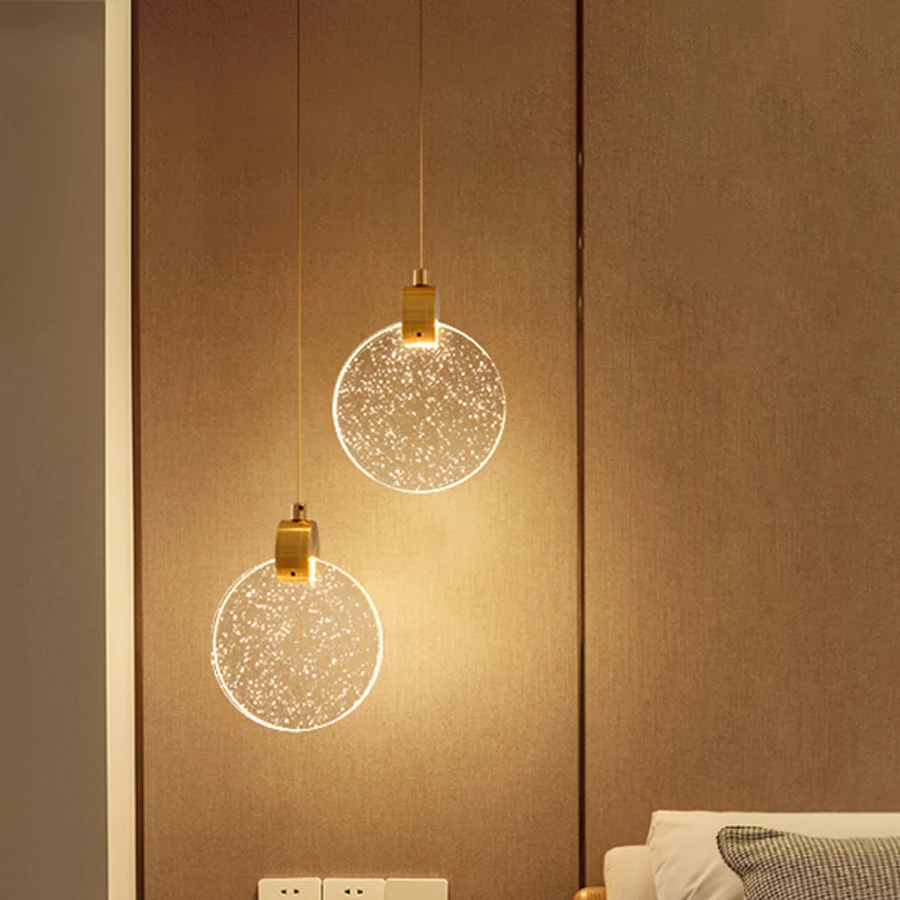 

Modern LED Crystal Pendant Light for Bedroom Bedside Suspension Hanging Lamp Dining Tables Aisle Shop Bathroom Pendant Lamps