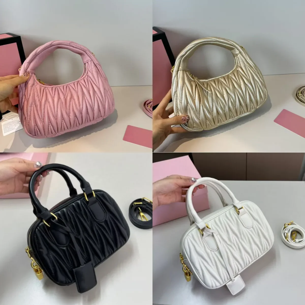 Designer sheep leather hobo handbag classic one-shoulder diagonal underarm bag pleated cloud bag star handbag