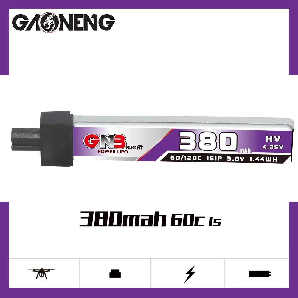 

GAONENG GNB 380 мАч HV 1S 60C 3,8 В Пластиковая головка GNB27 FPV LiPo аккумулятор BetaFPV Beta75 Happymodel Emax Tinyhawk Racing FPV Whoops