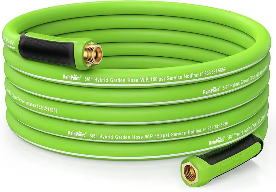 

Garden Hose 50ft - Flexible Heavy Duty Water Hose with Swivel Handle - Lightweight, Hybrid Rubber, 5/8", Male to Female