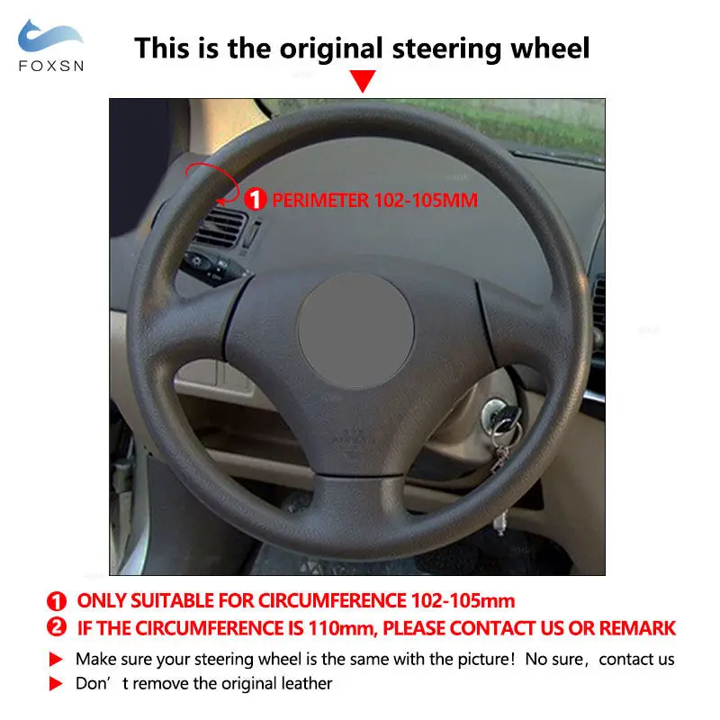 Car Interior Steering Wheel Cover Perforated Leather Trim For Toyota Vios Mark 2 Corolla 2000-2004 For Lexus GS430 GS300 2004