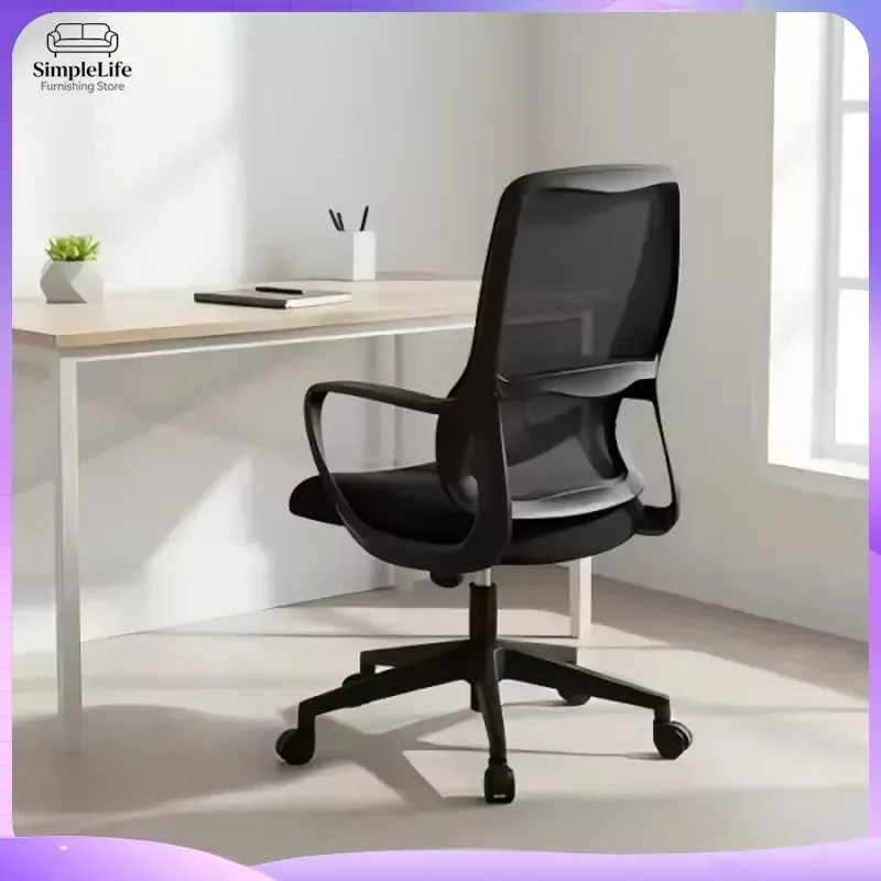 Modern Ergonomic Office Chair High Back PU Leather Computer Desk Chair Adjustable Height Lumbar Support Metal Base Gaming