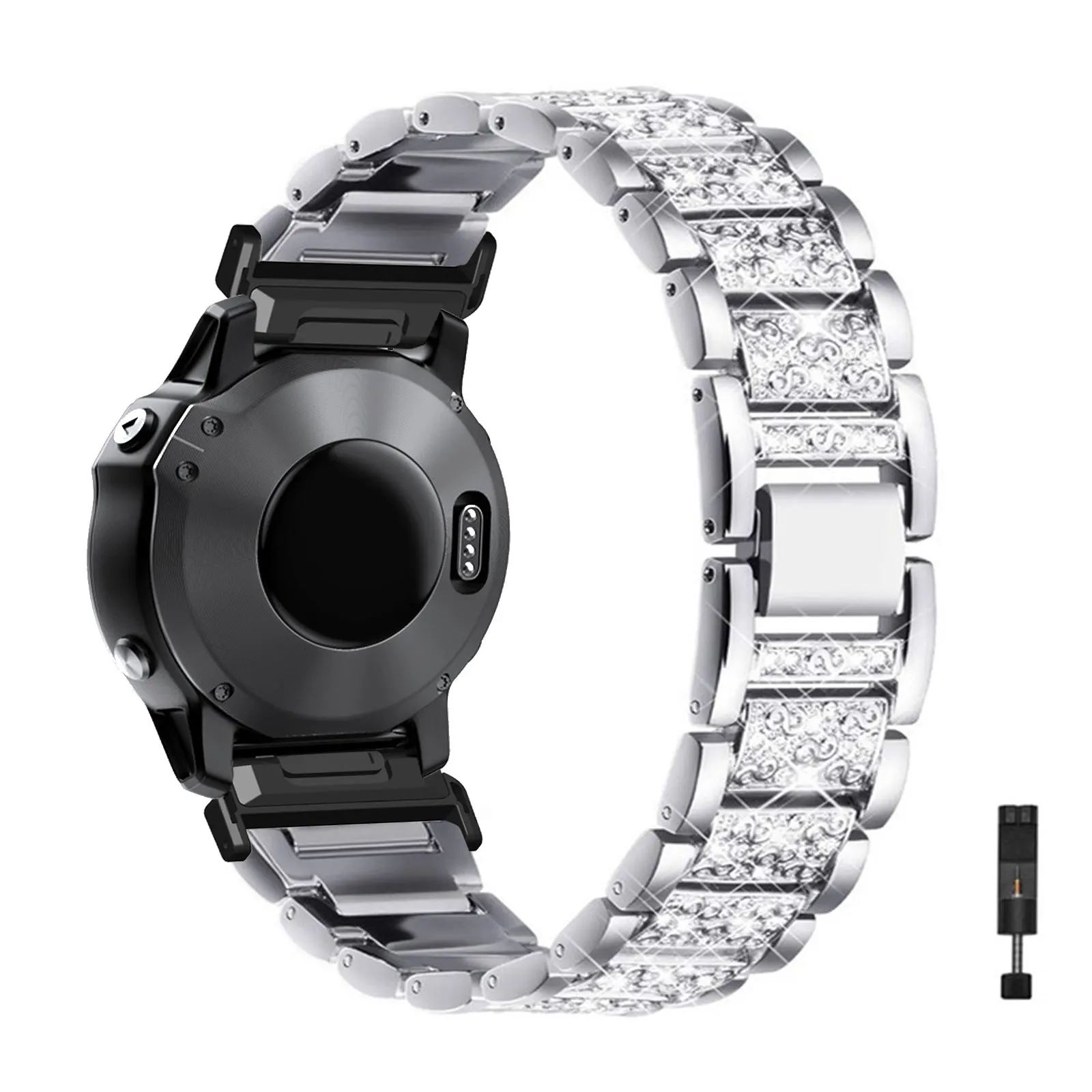 

Diamond Bands for Garmin Fenix 5/5 Plus/6/6 Pro/7/7 Pro/7 Solar/7 Sapphire Solar/D2 Delta Band, Glitter Metal Strap for Women