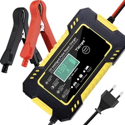 Cargador de batería automático inteligente para coche, dispositivo con pantalla Digital, carga de batería completa, cargadores de reparación de pulso de potencia, ácido de plomo seco y húmedo, 12V, 6A