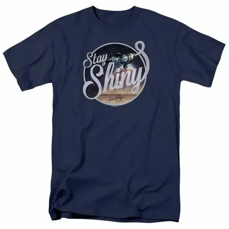 Firefly Stay Shiny T Shirt Licensed Sci Fi Alien TV Show New Navy Blue