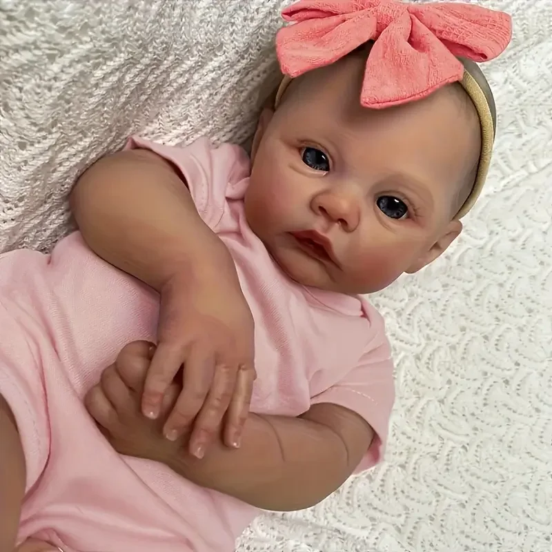 18inch Reborn Baby Doll Meadow Girl Full Vinyl Body 100% handmade 3D Skin Collectible Art Doll Toy Birthday Christmas Gift