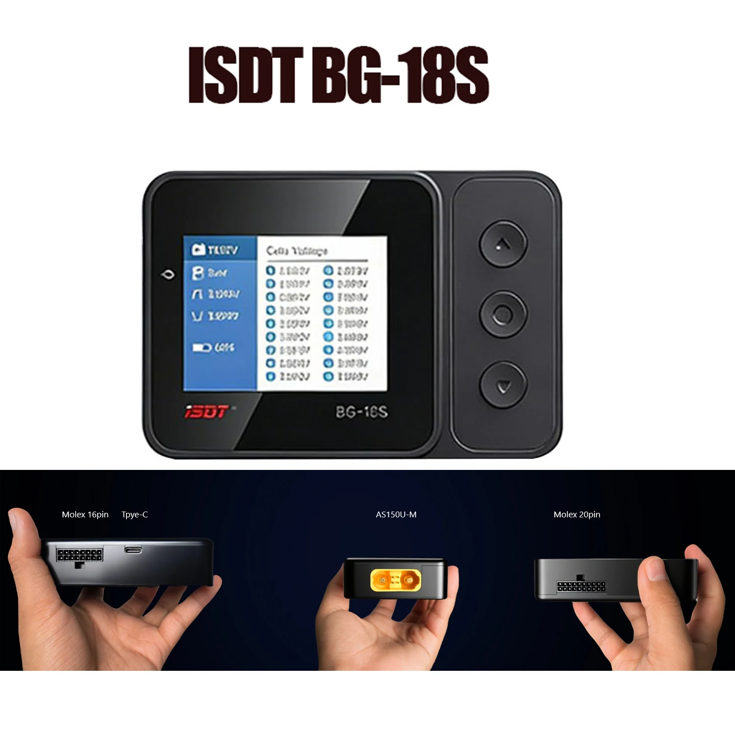 ISDT BG-18S Smart Battery Lipo Checker Lithium Battery Detector Supports LiPo/LiFe Multiple Types of Batteries
