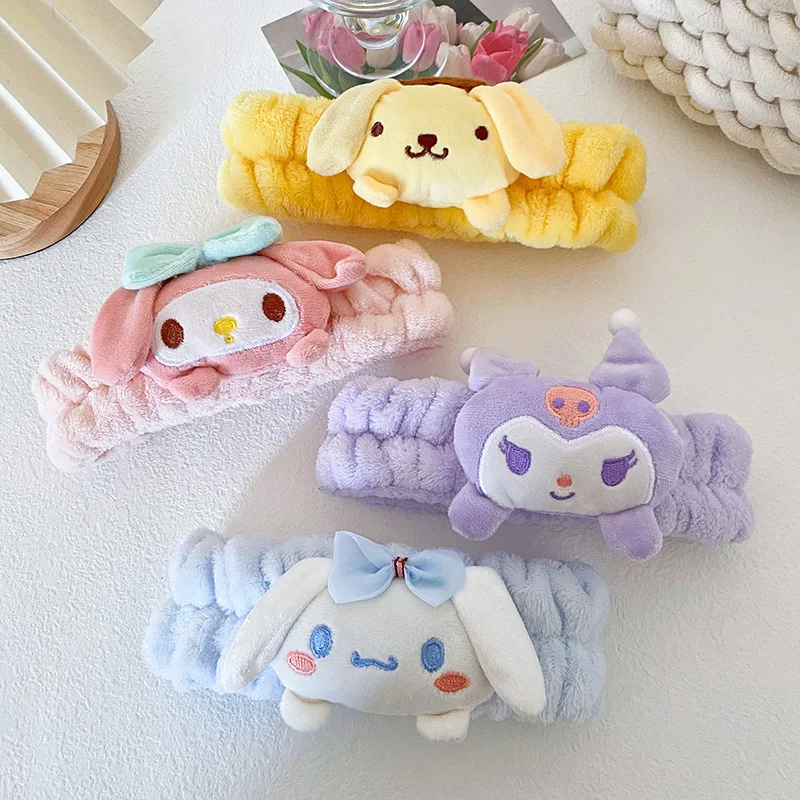 

For Komi Cartoon Doll Hair Bands - Sweet Girl Face Wash Makeup Hair Headband Flannel Hair Decoration Headpiece
