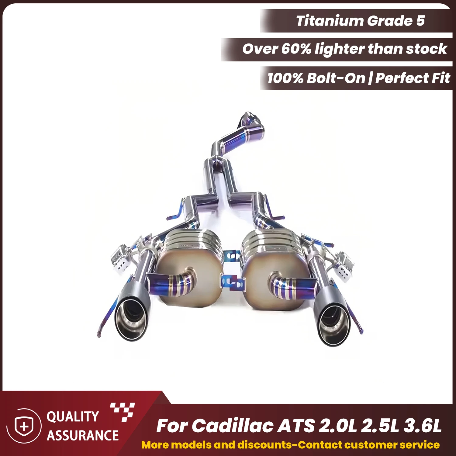 

Sporty Exhaust Sound ECCF Titanium Valved Catback Exhaust for Cadillac ATS 2.0L 2.5L 3.6L Performance Upgrade Easy Installation