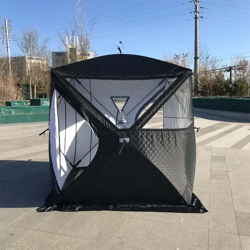 Pop Up Custom Outdoor Sauna Tent Room Portable Square Hiking Insulated Camping Ice Cube Winter Fishing Tent Winter Hot Tent