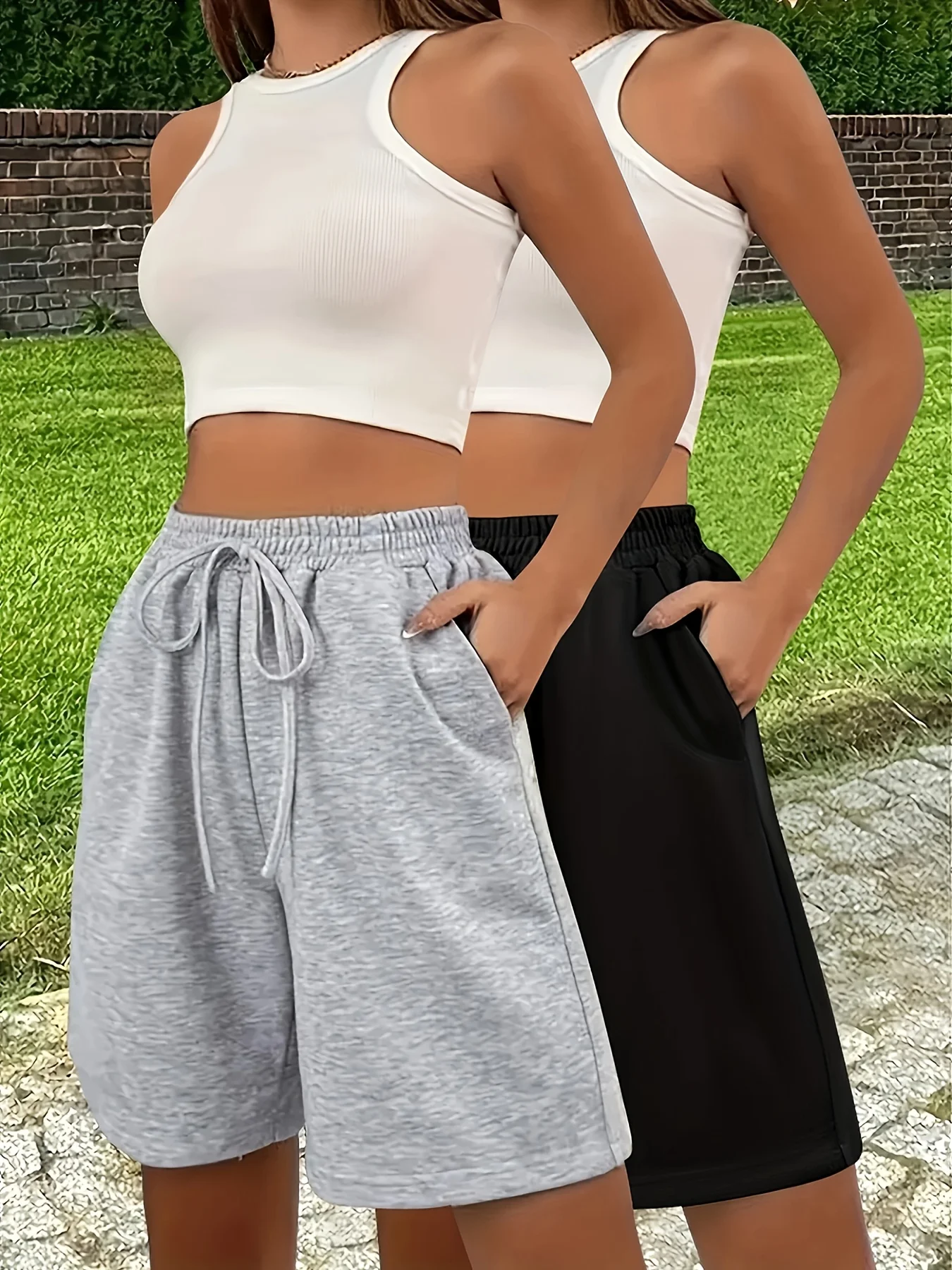 

Женские шорты, летние однотонные свободные брюки с карманами, повседневные брюки длиной до колена для занятий спортом и повседневной носки