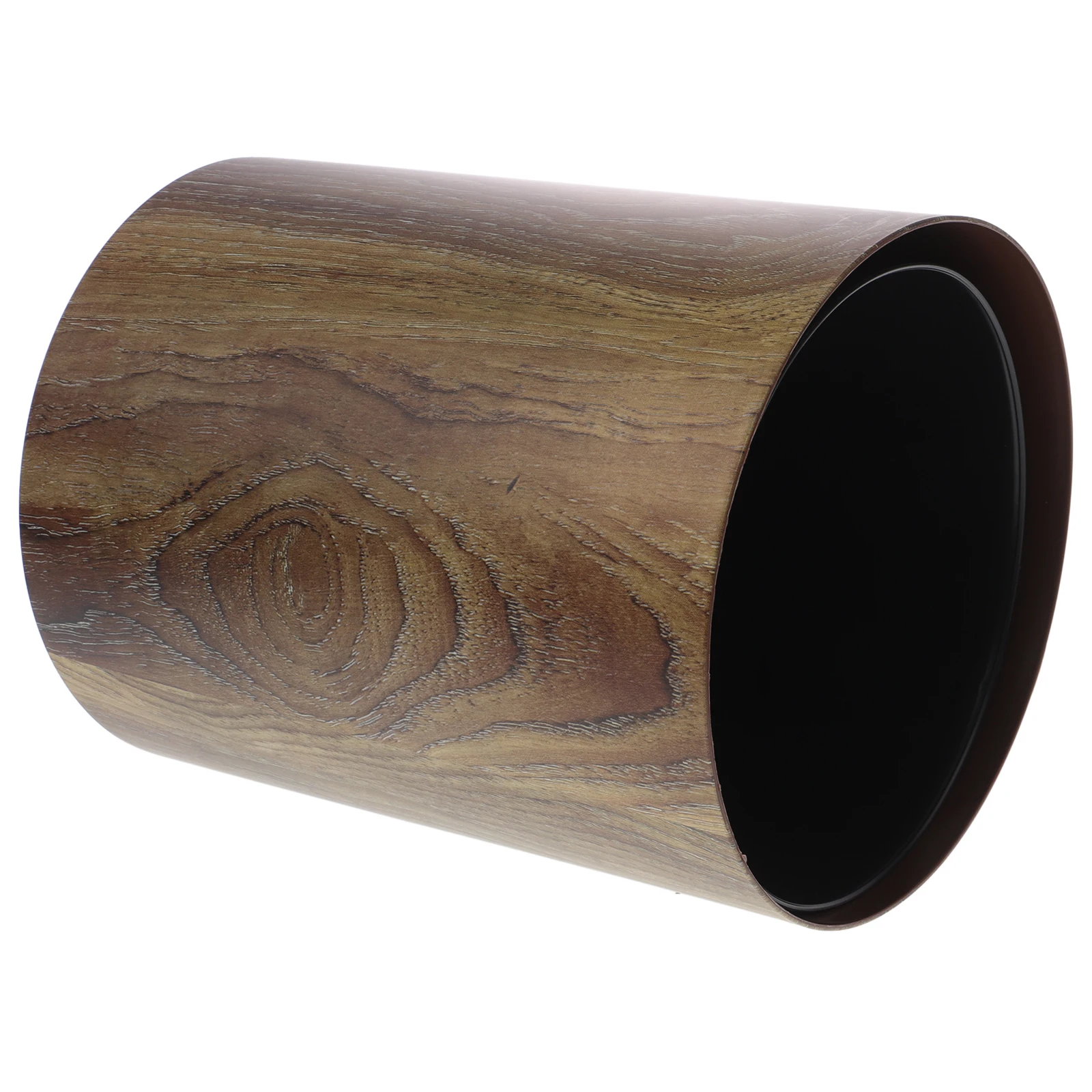 

Imitation Wood Grain Trash Can Round Wastebasket Room Retro Container Bathroom Cans Office