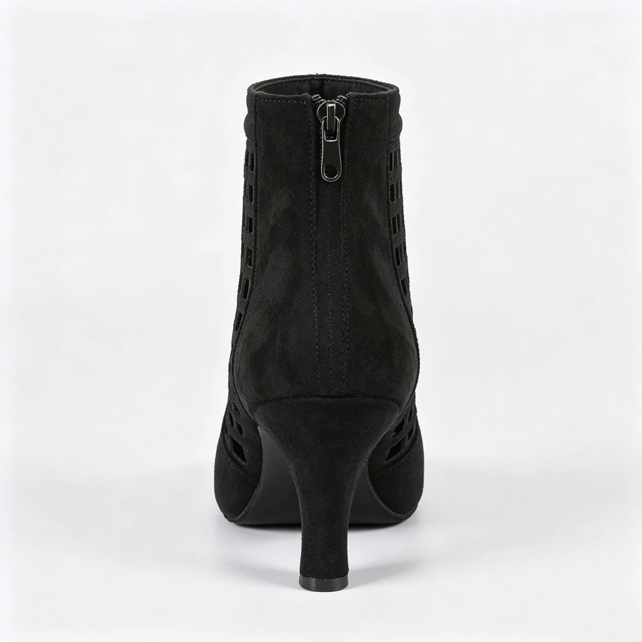 Evk Women's Hollow out Grid Peep Toe Ankle Boots High Heel Back Zipper Latin Salsa Ballroom Dance Party Sneaker Dancing Footwear