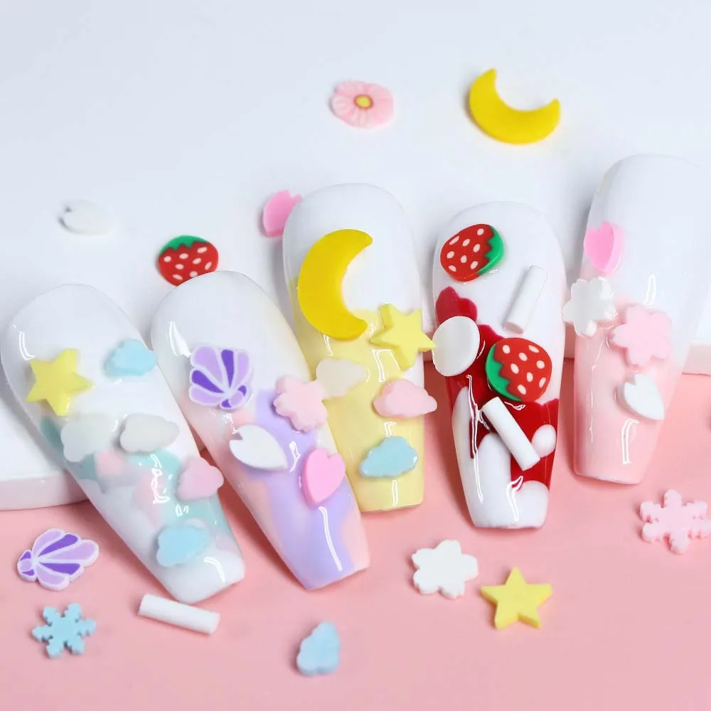 Flowers Cartoon Nail Art Clay Slices Candy Color Manicure Supplies Cartoon Nail Decorations Nail Ornaments 3D Nail Sticker