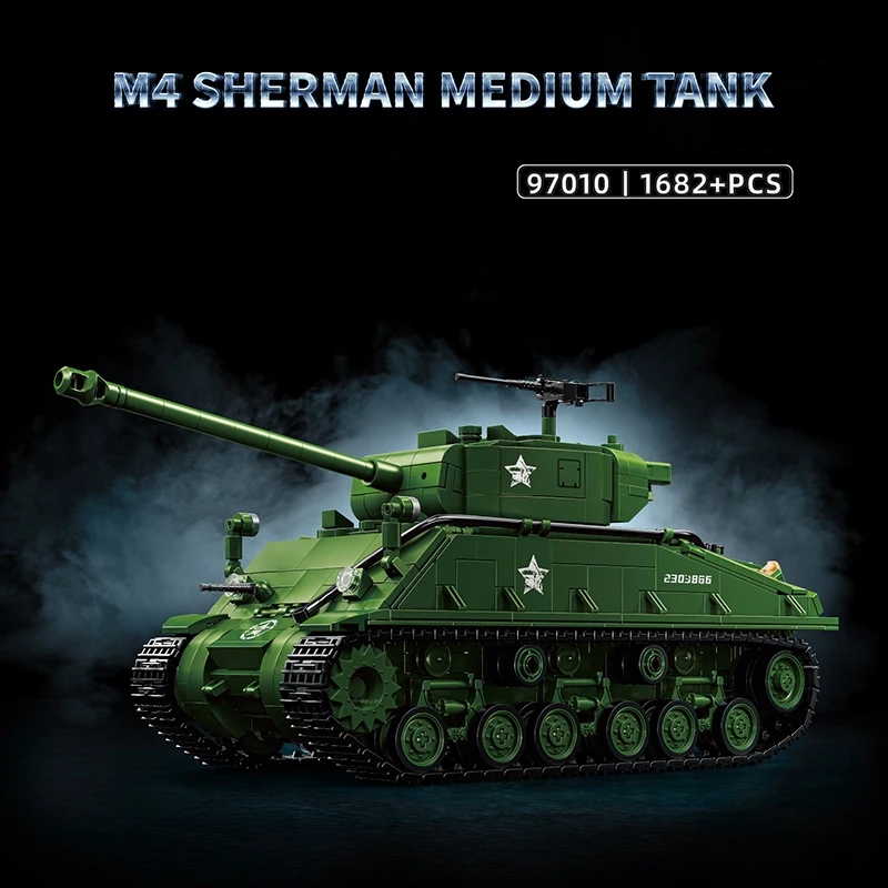 

WWII US Army M4 Tank Building Blocks Puzzle Toys Collectors M26 Panzer MOC Bricks Military Model Kits Adult Kids Birthday Gifts