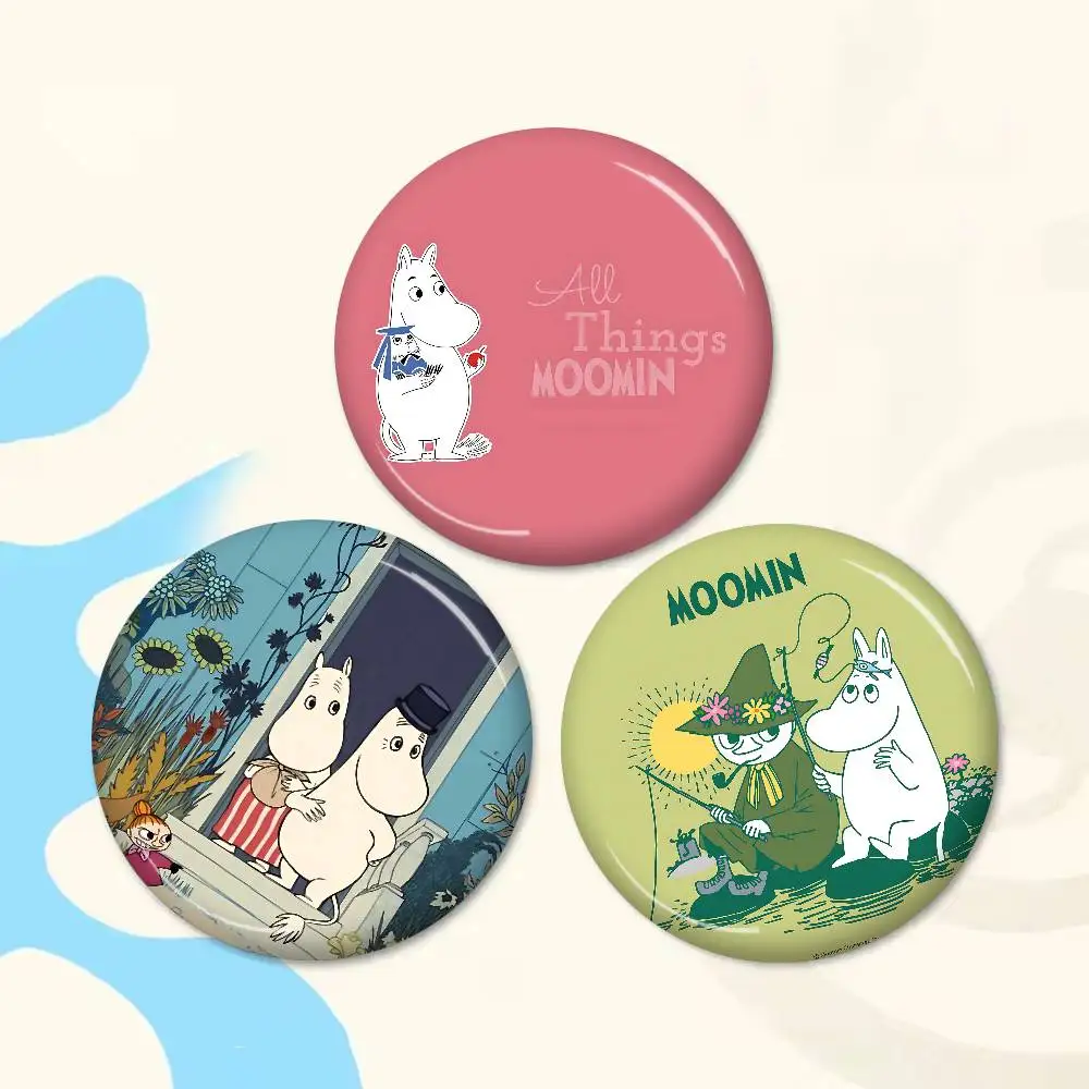 Cute M-Moomins Tinplate Pin Button Custom Anime Role Old-school Brooch Cartoon Collar Badge Jewelry Gift Fans