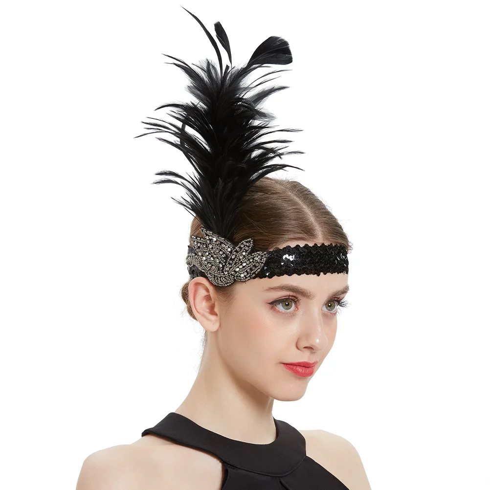 

Повязка на голову с клапаном, аксессуар для волос, элегантный головной убор 1920-х годов для женщин, винтажная повязка для волос с бисером, вечерние, танцевальные выступления