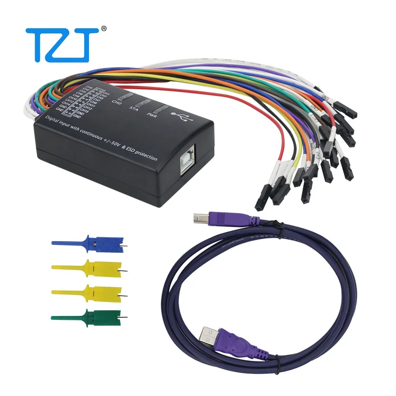 TZT Mini 16 Logic Analyzer USB 100M Max Sample Rate 16CH Version 1.1.34 Support 1.2.10 Software