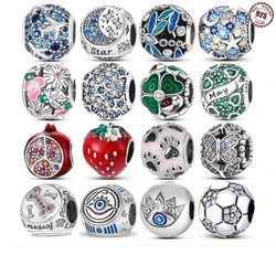 MISEFF New 26 Style 925 Sterling Silver Devil's Eye Sun Star Moon Round Bead Paw Charm Fit Original Bracelets DIY Jewelry Making
