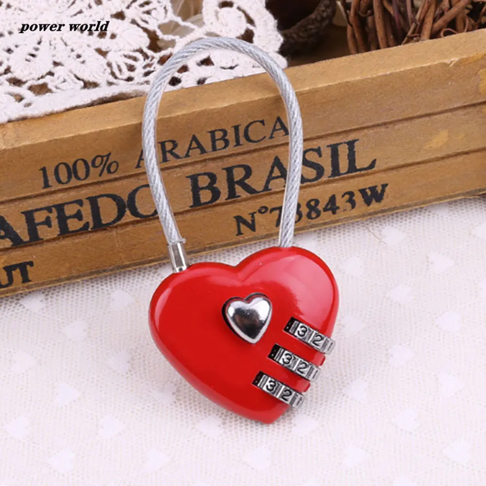 

Zinc Alloy Wire Rope Password Lock Mini Love Heart Shape Password Padlock Travel Luggage Package Password Lock