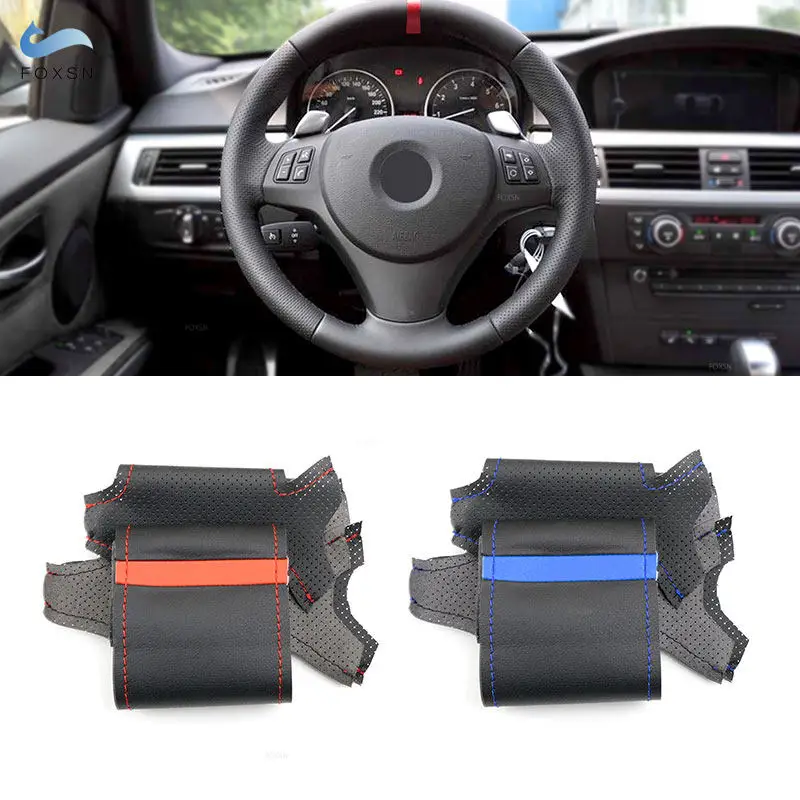 For BMW 1 3 Series E82 E87 120i 130i 120d E90 320i 325i 330i 335i X1 E84 2011 2012 2013 Car Steering Wheel Cover Leather Trim