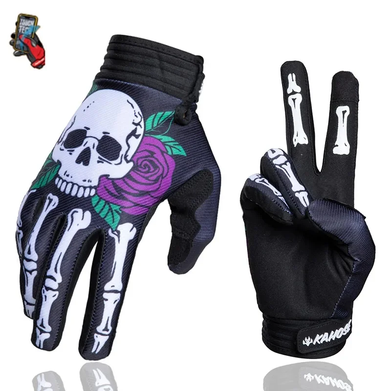 KAHOSE Skull Head Women Touchscreen Motorcycle Gloves Breathable Wear‑Resistant Accessories Protective Glove For City Street