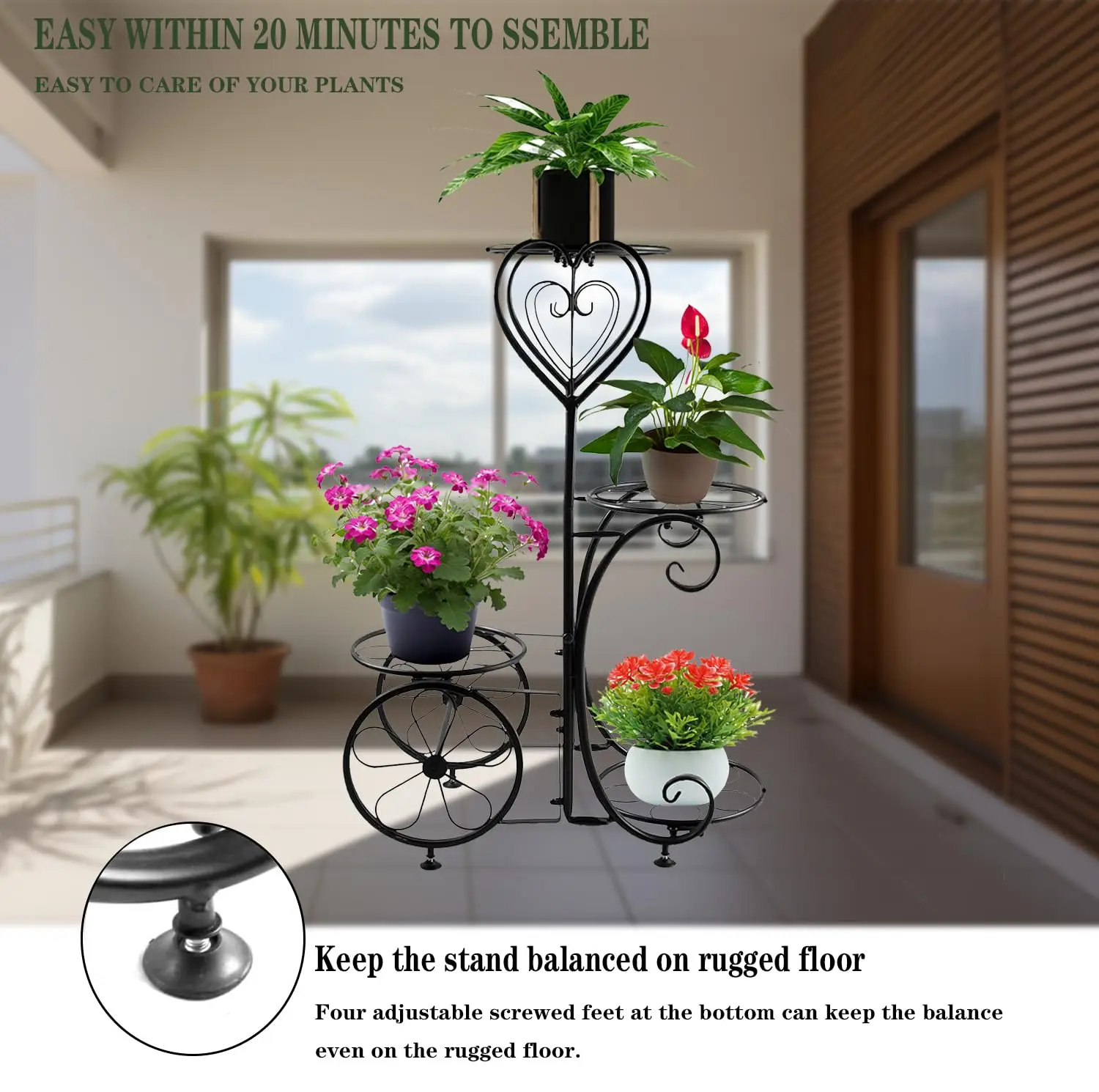 Metal Plant Stand Shelf for Indoor Outdoor Plants Multiple, 4 Tier Tall Corner Vertical Stands, Tiered Flower Pot Holder Rack