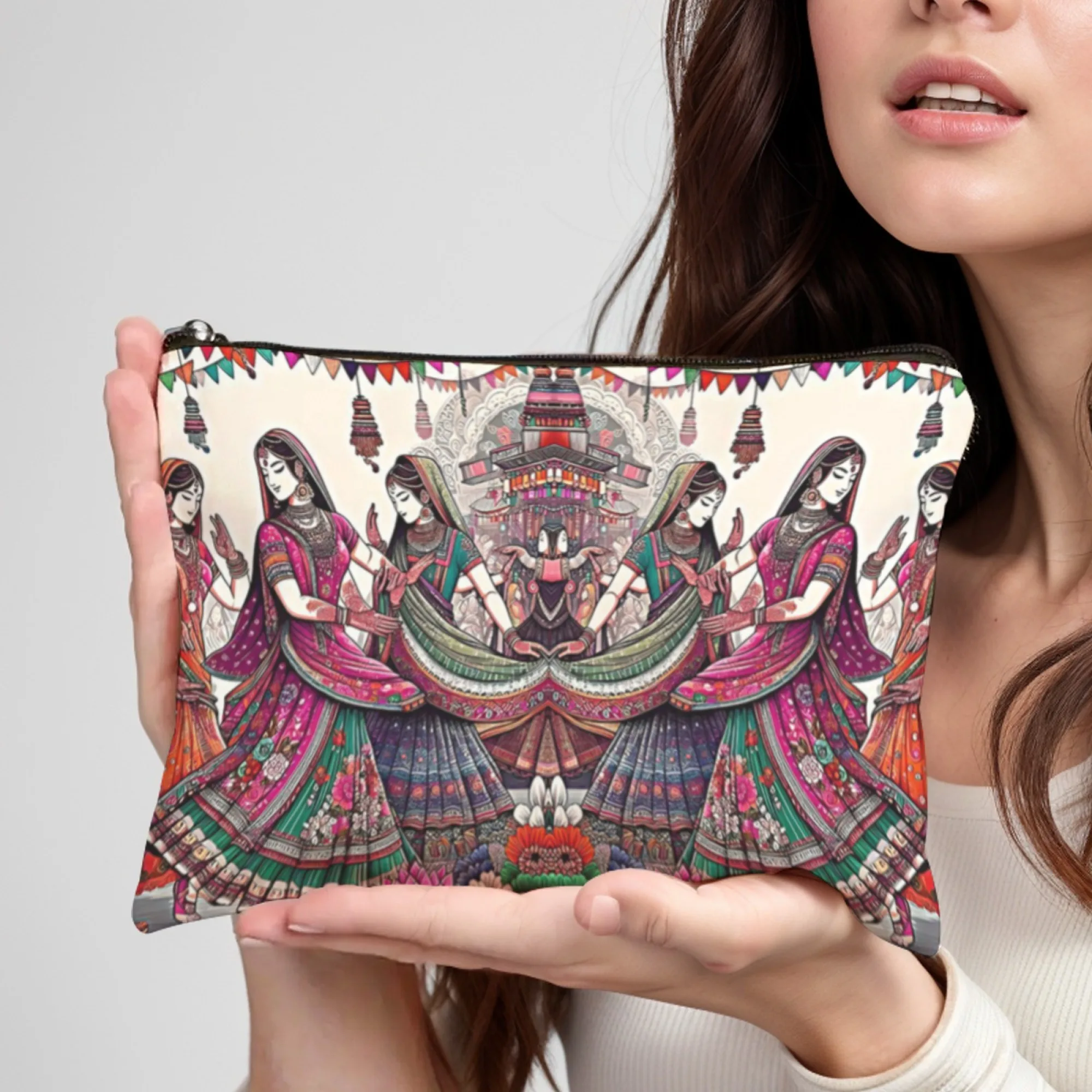 

Косметичка для взрослых, национальная традиционная танцевальная девушка, ретро-художественный принт, портативный холст, дорожный органайзер для макияжа, сумка для туалетных принадлежностей