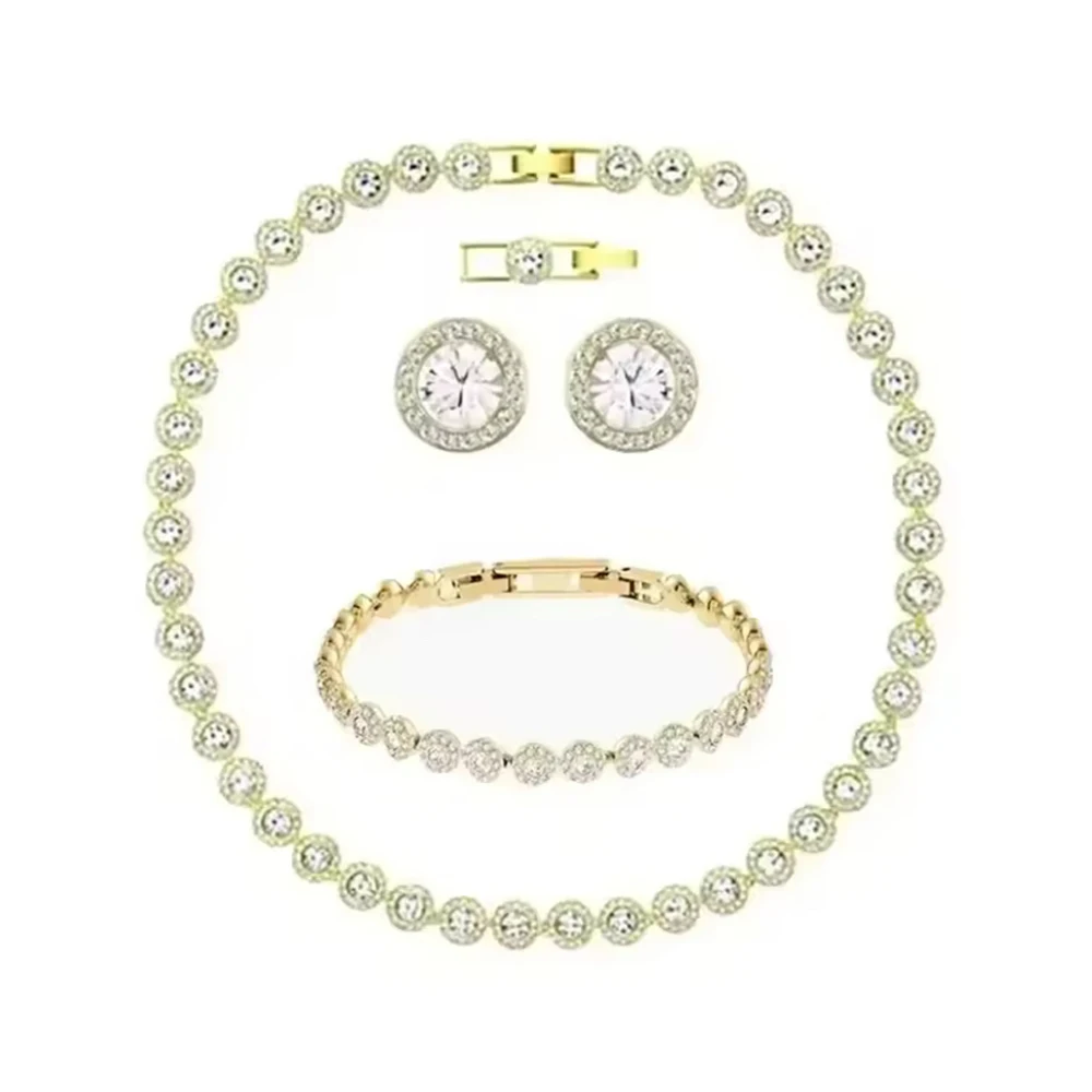 مجموعة مجوهرات نسائية فاخرة وبسيطة وقلادة وسوار وأقراط مرصعة بالزركون وحفلات هدايا عيد الميلاد #5