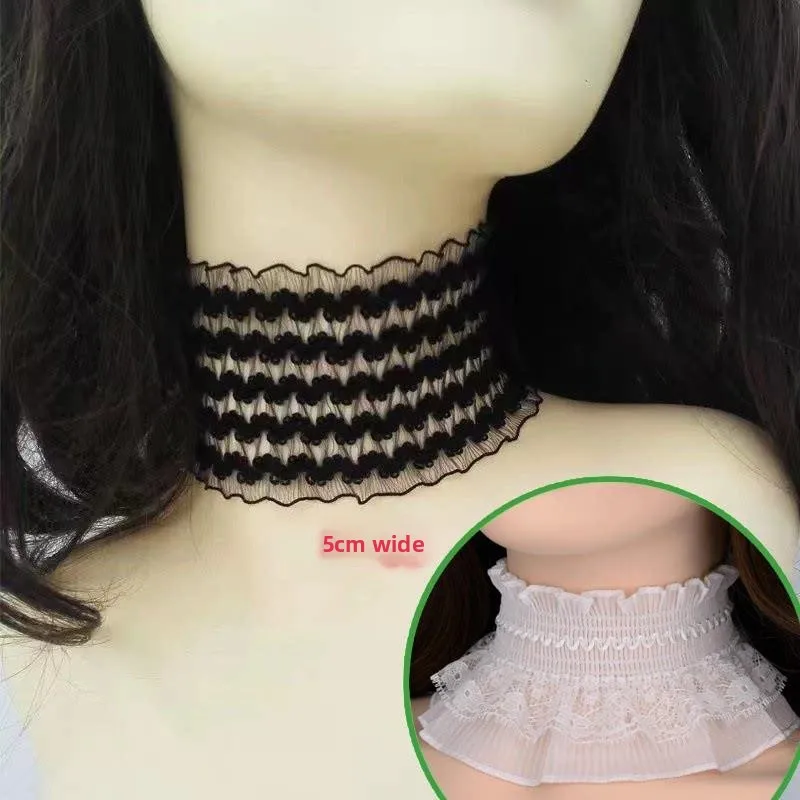 

New Lace Neck Scarf Neck Covering Fake Collar Ladies Overhead Neck Strap Scar Tissue Lockbone Necklace Protective Neck