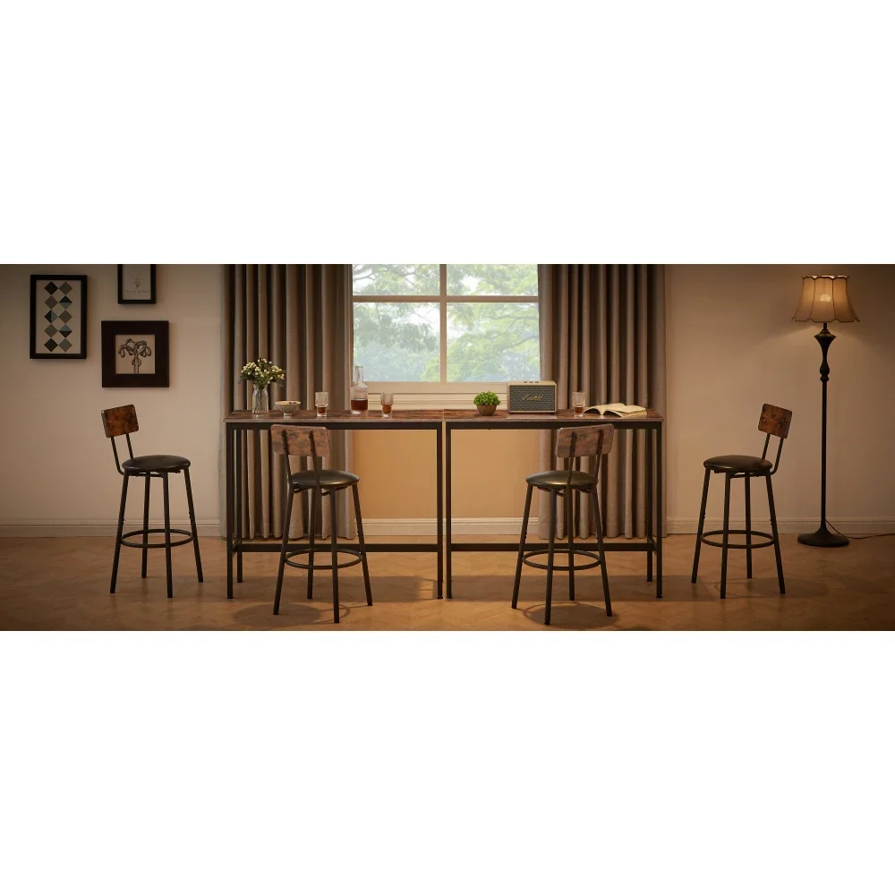 Bar Table and Chairs Set, Counter Height Dining Table & 2 PU Upholstered Stools  Breakfast Bar Table for Kitchen Living Room