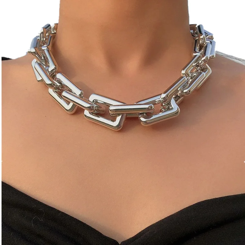 European and American simple chain necklace collarbone chain foreign trade tube chain neck chain, AliExpress Internet celebrity