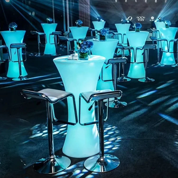 LED Bar Furniture Sets Party Tables For Nightclub Event Banquet Portable Bar Stools16color Glowing Cocktail Table