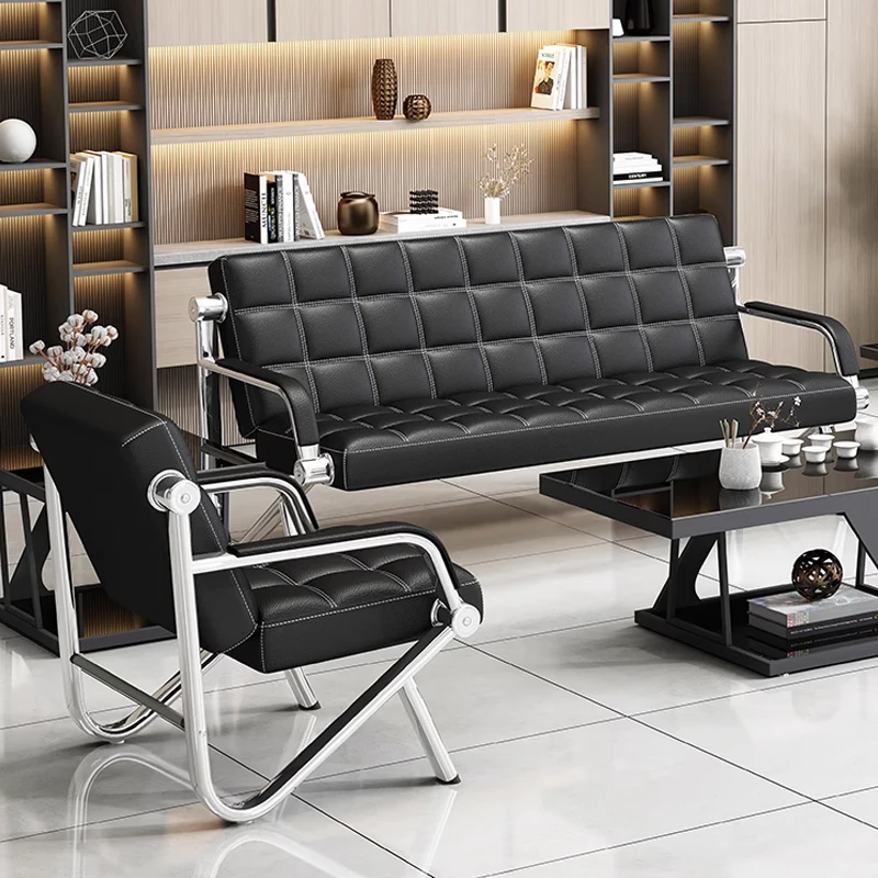 Reception guests, simple office sofa, coffee table, three-person electroplating, waiting infusion chair, airport,