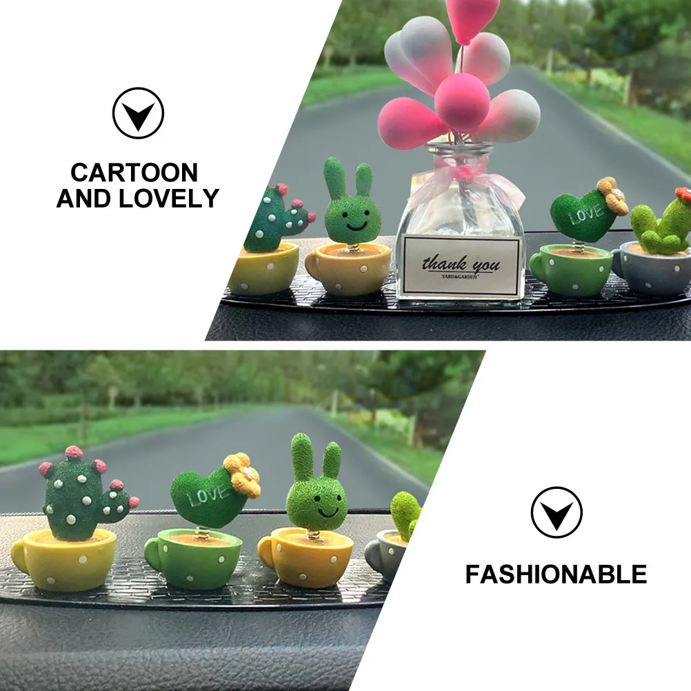 

4PCS Spring Resin Baking Adornment Potted Plants Model Cartoon Bonsai Adornment Cake Decor Baking Decorations Car Home