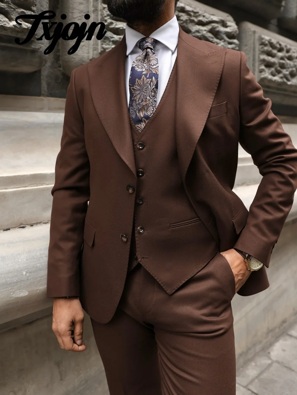 Formal Single-breasted Men Suit Set 3PCS 2025 Classic Peak Lapel Men Suit For Best Man Formal Performance Suit Trajes For Hombr - Image 2