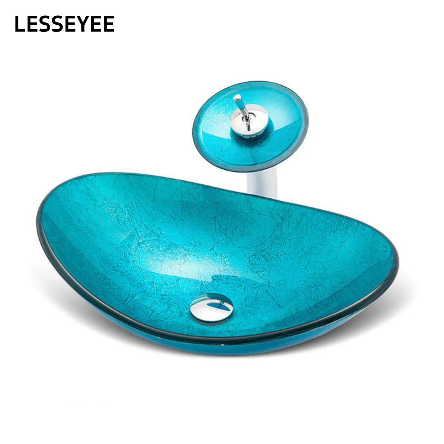 

Столешница из закаленного стекла, современная минималистская художественная раковина, креативная прямоугольная синяя раковина